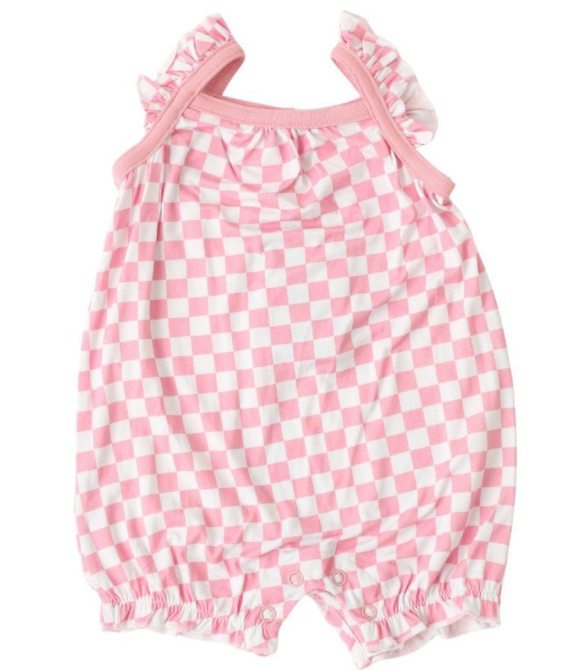 Bestaroo - Pink Checks Bubble Romper
