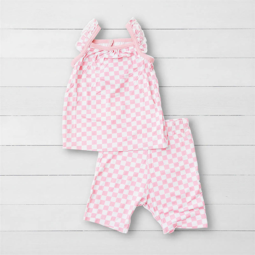 Bestaroo - Bamboo - Pink Checks Flutter Tank & Shorts