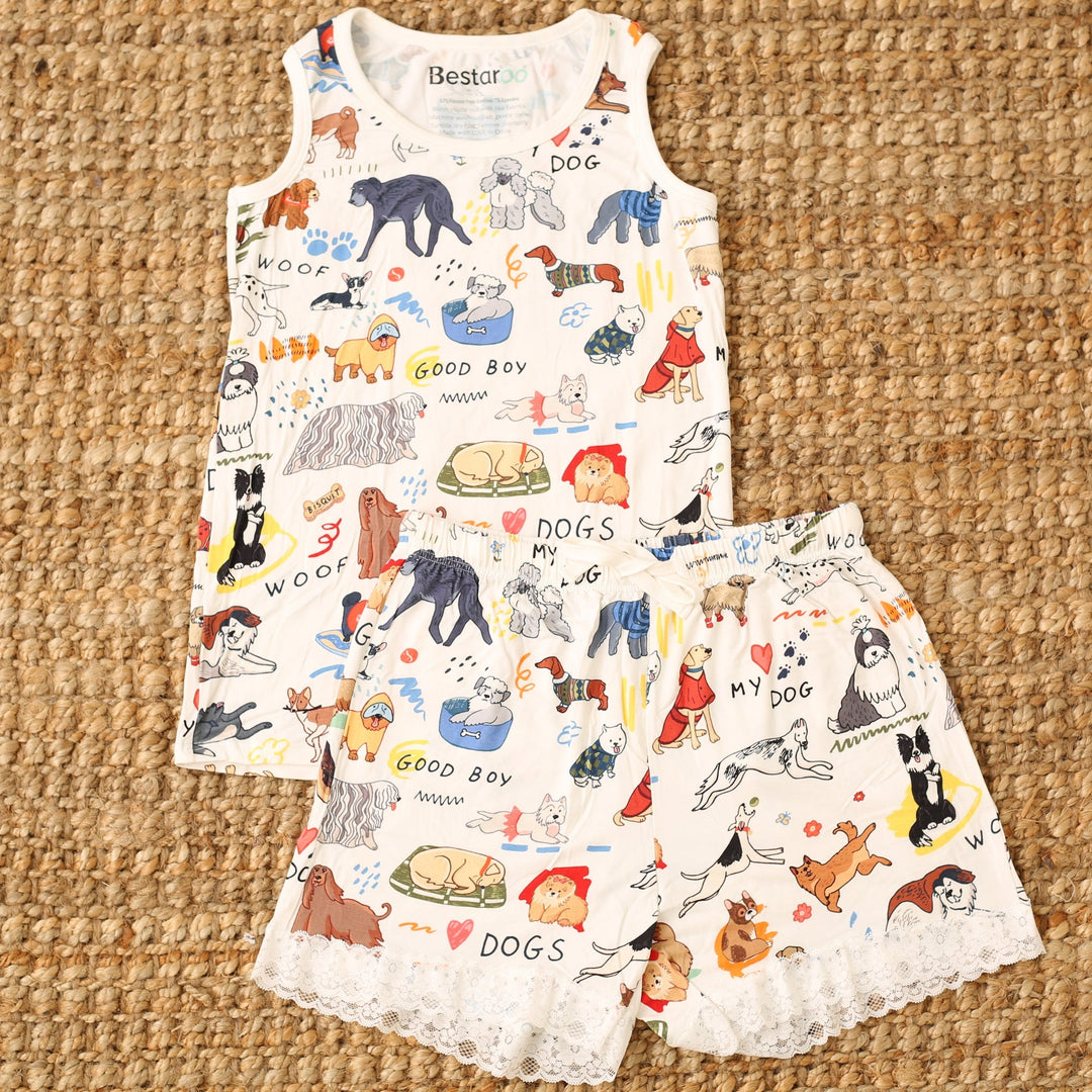Bestaroo - Puppy Pals White Mom Pajama Shorts set
