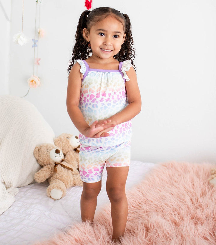 Bestaroo - Rainbow Leopard Flutter Tank & Shorts