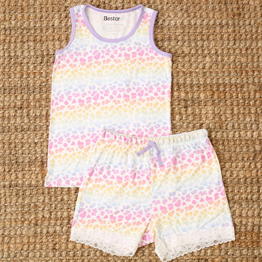 Bestaroo - Rainbow Leopard Mom Shorts set