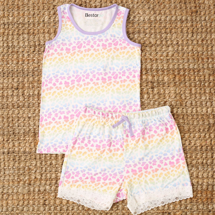 Bestaroo - Rainbow Leopard Mom Shorts set