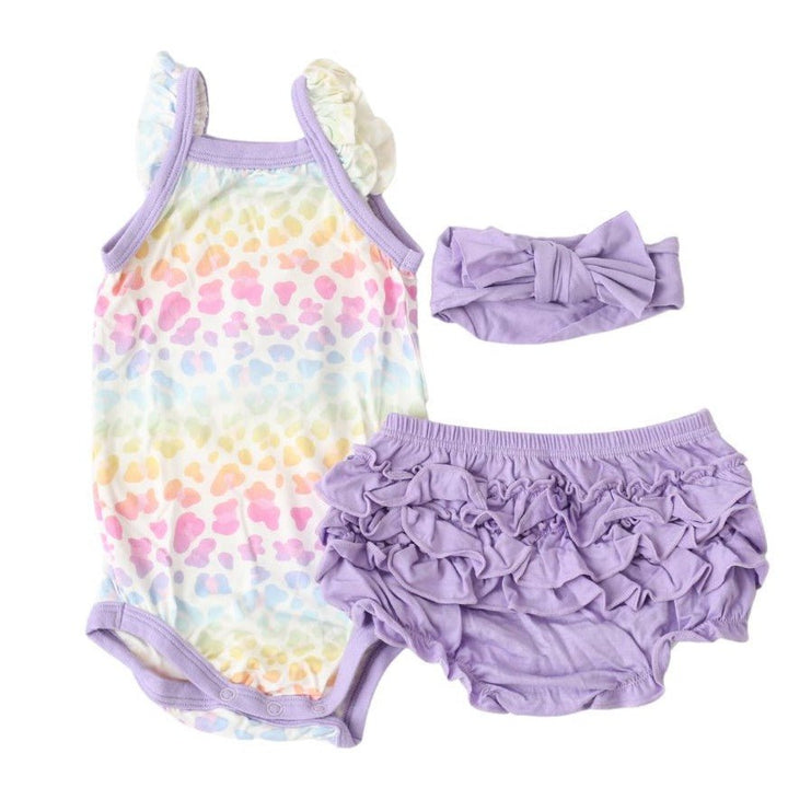 Bestaroo - Rainbow Leopard Ruffle Bloomer Set