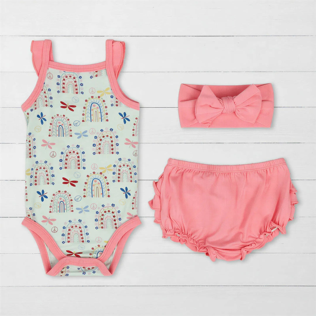 Bestaroo - Bamboo - Rainbow Love Ruffle Bloomer Set