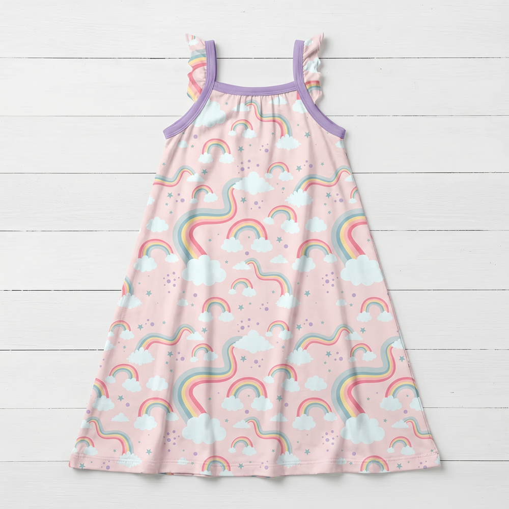 Bestaroo - Bamboo - Rainbow Wishes Flutter Sleeve Dress