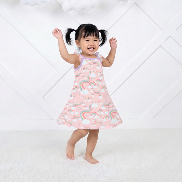 Rainbow Wishes Flutter Sleeve Dress