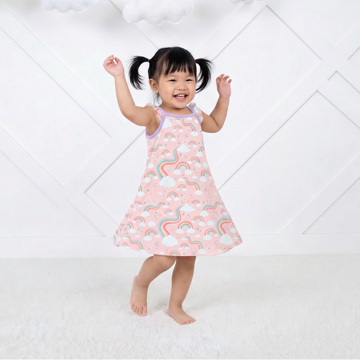 Rainbow Wishes Flutter Sleeve Dress - Bestaroo