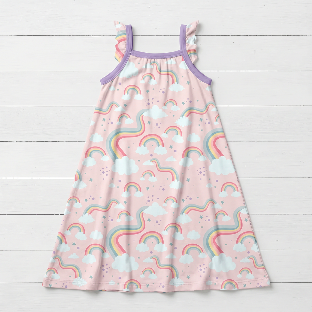 Rainbow Wishes Flutter Sleeve Dress