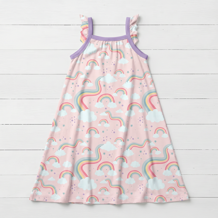 Rainbow Wishes Flutter Sleeve Dress - Bestaroo