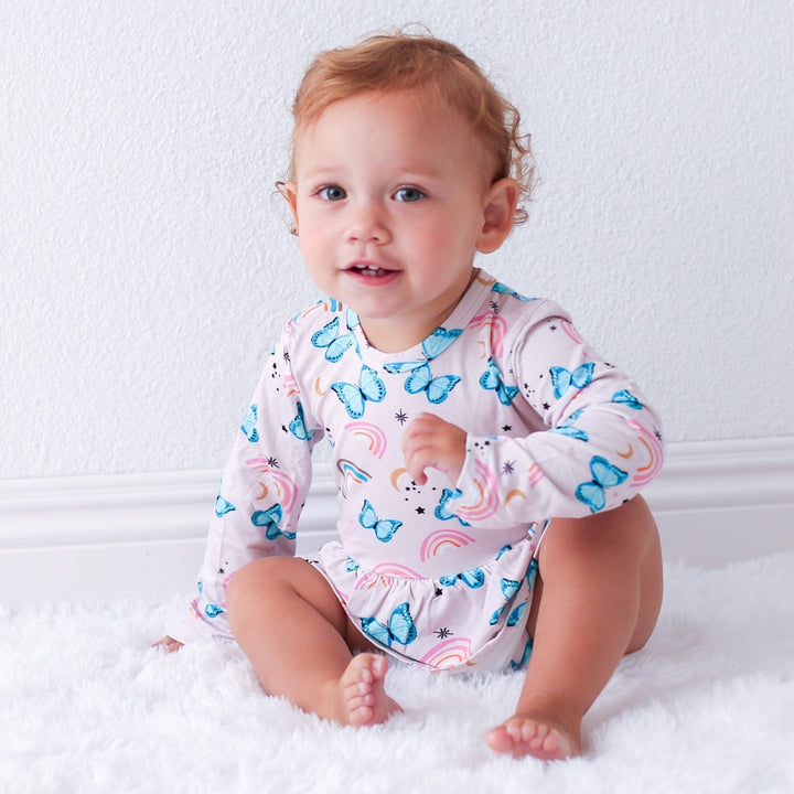 Bestaroo - Bamboo - Retro Butterflies Bodysuit Dress