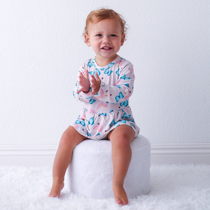 Bestaroo - Bamboo - Retro Butterflies Bodysuit Dress