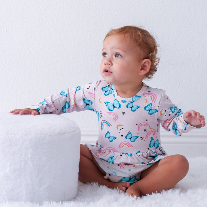 Bestaroo - Bamboo - Retro Butterflies Bodysuit Dress