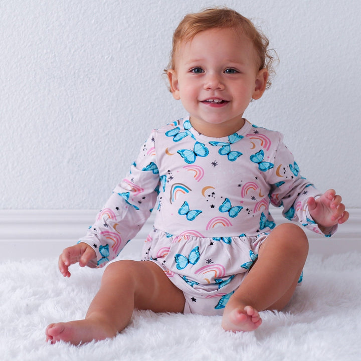Bestaroo - Bamboo - Retro Butterflies Bodysuit Dress