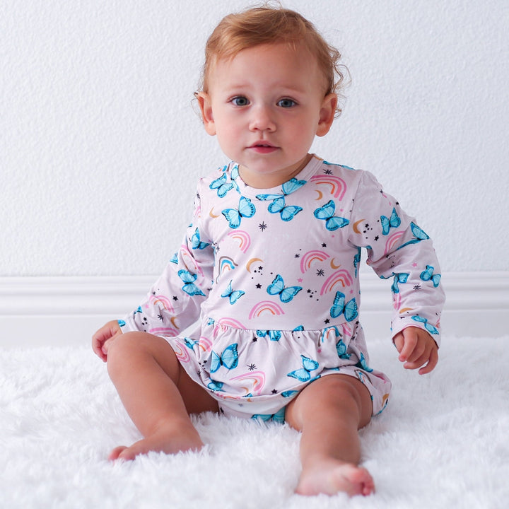 Bestaroo - Bamboo - Retro Butterflies Bodysuit Dress