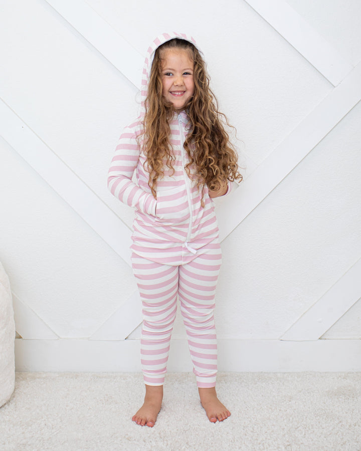 Bestaroo - Bamboo - Rose Stripes Zipper Hoodie