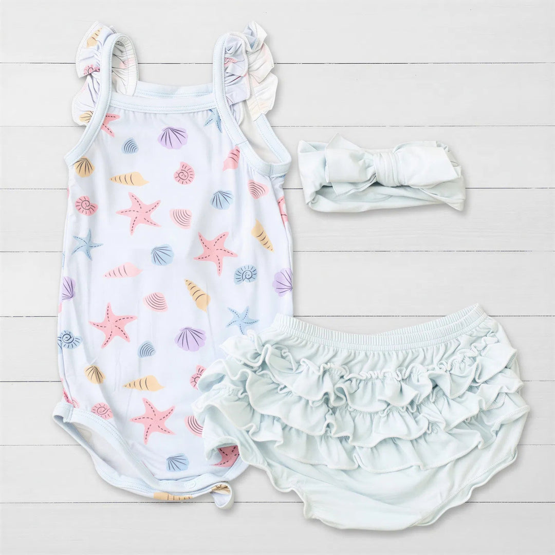 Bestaroo - Bamboo - Seashell Scouts Ruffle Bloomer Set