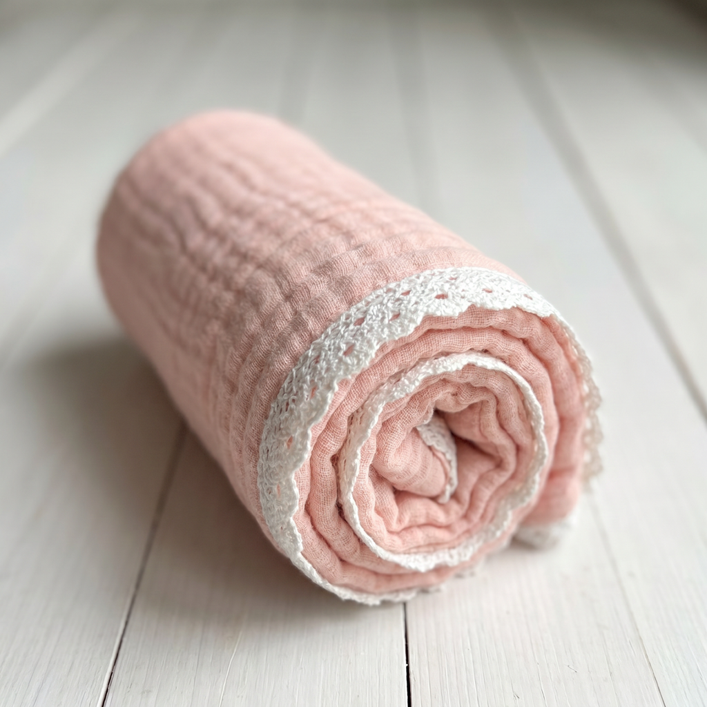 Organic Muslin Blanket in Blush