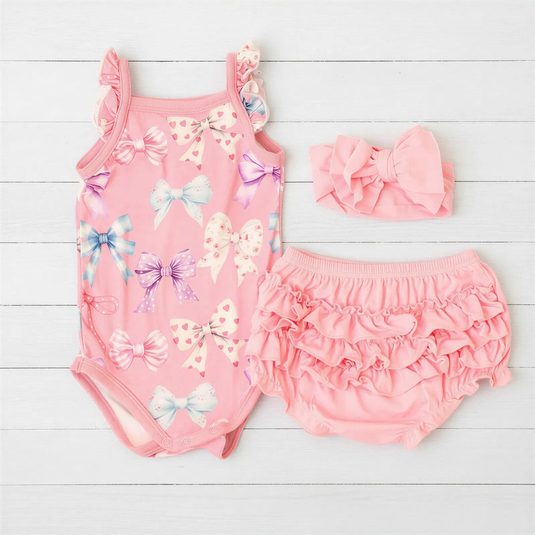 Bestaroo - Bamboo - Twinkle Ties Ruffle Bloomer Set