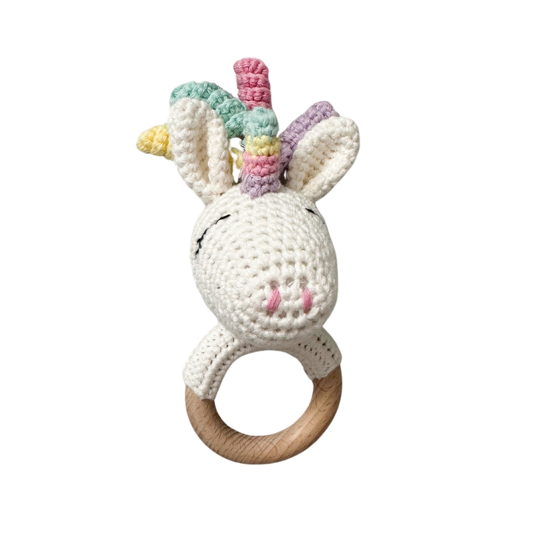 Bestaroo - Unicorn crochet wood rattle