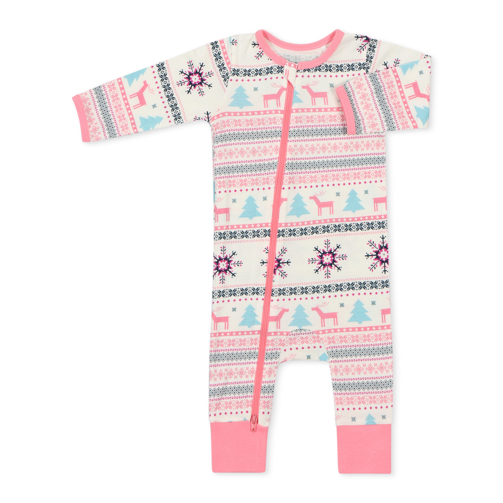 Holiday Reindeers Pink Romper