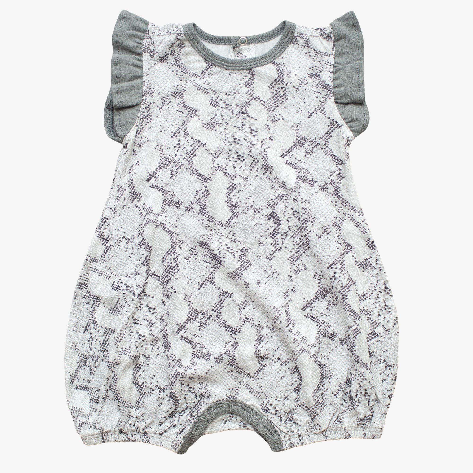 Snake Print Grey Flutter Romper - Bestaroo