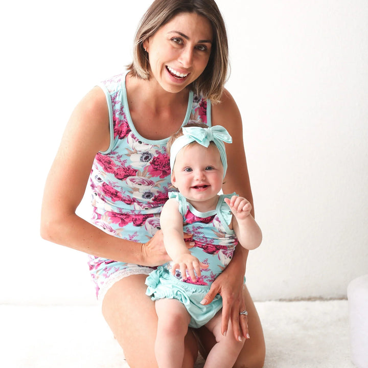 Bestaroo - Floral Magenta Aqua Splash Women's Short Loungewear