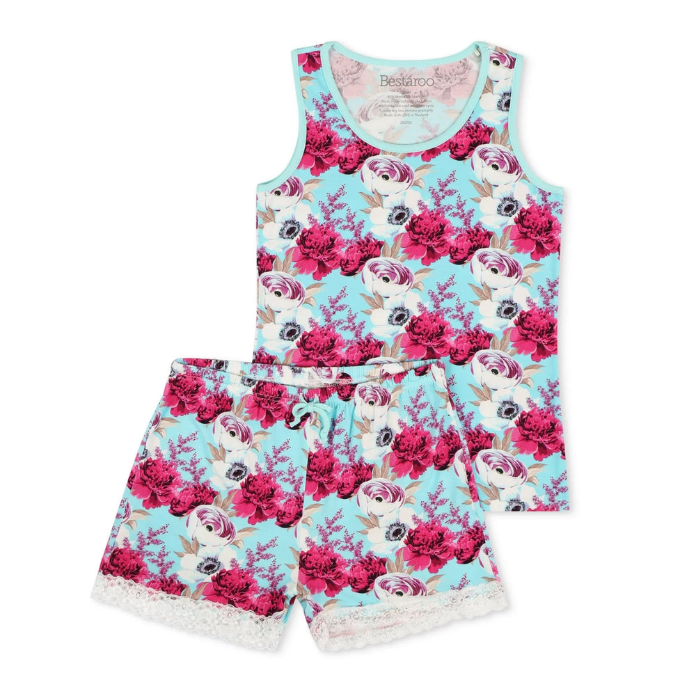 Bestaroo - Floral Magenta Aqua Splash Women's Short Loungewear