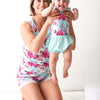 Bestaroo - Floral Magenta Aqua Splash Women's Short Loungewear