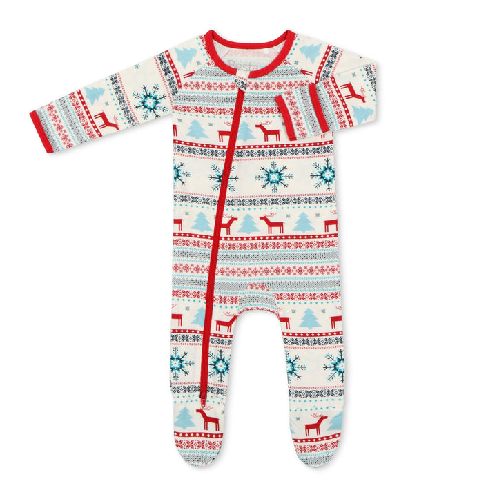 Bestaroo - Bamboo - Holiday Reindeer Blue Footie