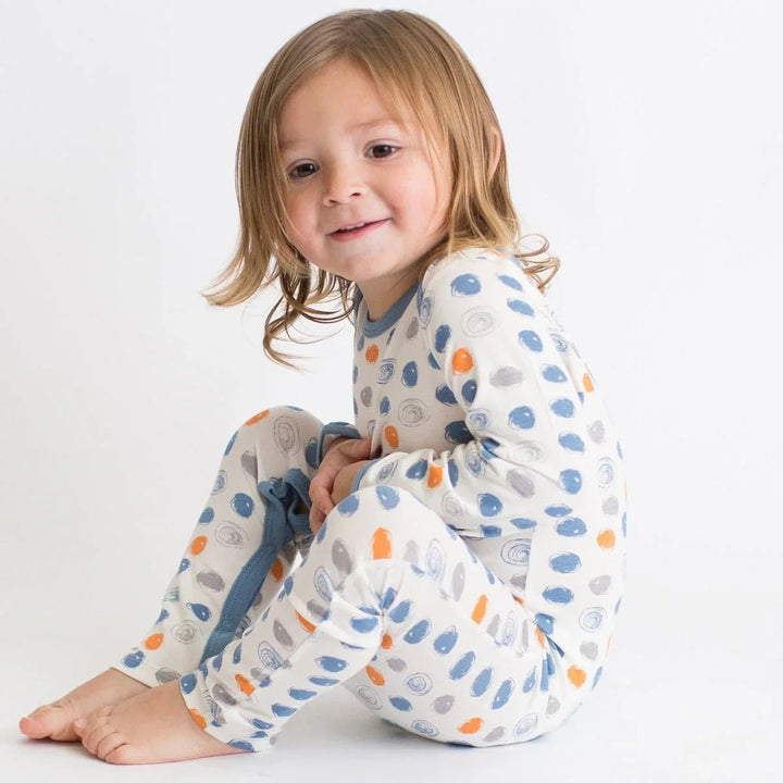 Bestaroo - Bamboo - Orange and Blue Circles Romper