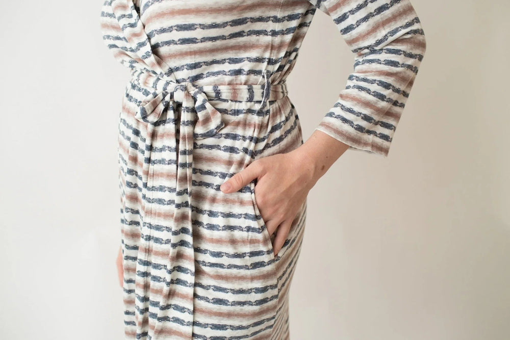 Bestaroo - Bamboo - Tye Dye Navy Stripe Robe