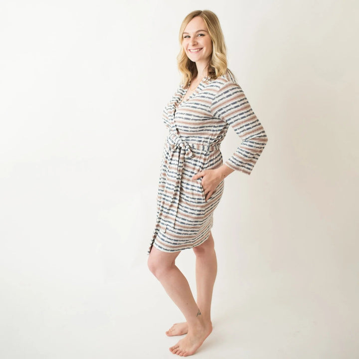 Bestaroo - Bamboo - Tye Dye Navy Stripe Robe